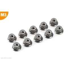 Team Corally aluminium zelfborgende moer met flens M3 (10 stuks)